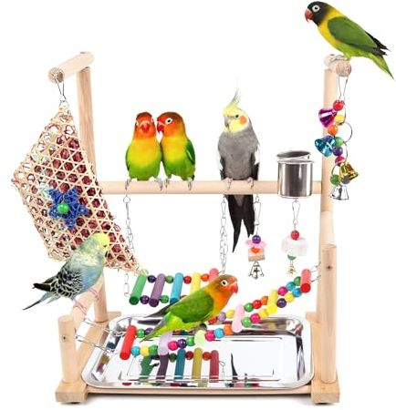 HPAWHOMEPART Vogelspielplatz, Spielständer für Papageienkäfig Zubehör (Eine Leiter mit Kauspielzeug)