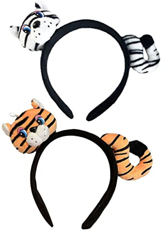 Beavorty Süßes Tiger-stirnband-set 2-teilig Tier-kopfbedeckung Bühnen-haarschmuck für Jungen und Mädchen Party-haarschmuck
