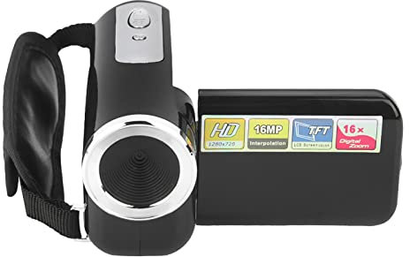 Gonetre Cámara de Vídeo Digital de Juguete, Videocámara Portátil para Niños, Cámara de Vídeo Digital HD 16X con Pantalla LCD TFT de Juguete (Negro)