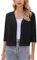Zeagoo Bolero Damen Festlich 3/4 Ärmel Strickjacke Open Front Bolerojacke Elegant Cardigan Solid Kurzer Blazer Schwarz XXL