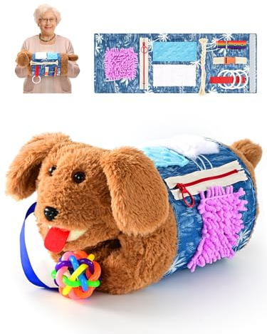 SOFWO Fidget-Decke und Muff für Erwachsene mit Demenz, Alzheimer oder anderen sensorischen Bedürfnissen, ideal für Senioren und Pflegeheime, in Blau