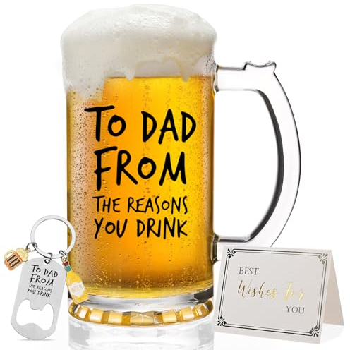 Joymaking Beer Mug for Dad, Tankard, Father's Day Gifts from Daughter Son, Funny Presents, Beer Glass 500ml