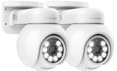 SANNCE 4K PoE Security Camera Outdoor 2PCS, CCTV IP Camera 8MP, 350° Pan 90° Tilt Surveillance PT Camera, Human Vehicle Detection, Two-Way Audio, Auto Tracking, Colour Night Vision, NO Adaptor