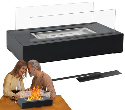 Braciere rettangolare per interni – Braciere da tavolo in vetro antivento in acciaio inox – Braciere portatile S'mores Maker, perfetto per le accoglienti riunioni di famiglia la sera