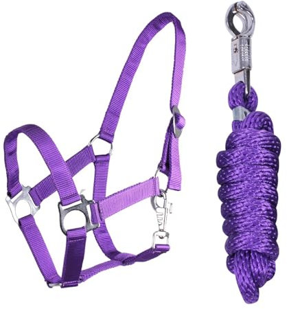 ARBO-INOX Halfter-Set Beginner II Halfter + Führstrick mit Panikhaken verstellbar (MINI SHETTY, LILA)