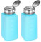 sourcing map 2pcs Solvent Alcohol Dispenser 250ml(8.5oz) Push Down Liquid Dispenser Pump Bottle with Sealing Stainless Steel Lid for Acetone Solution, Blue
