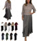 Jasperbelly Pleated Pullover Dress, Women's Solid Color Long Sleeve Jumper & Pleated Bottom Dress Fashion (Khaki,L)