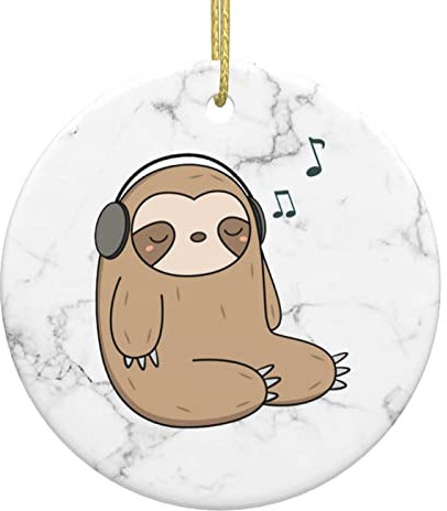 Faultier Hört Musik Weihnachten Ornamente Weihnachten Deko Mit Schnur Weihnachtsanhänger Keramik Weihnachtsbaum Deko