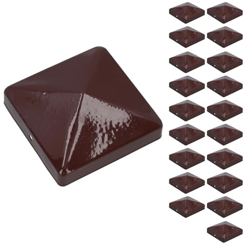 Metal Fence Post Caps for Fence Posts 75mm x 75mm Protector Cover Brown 20pc