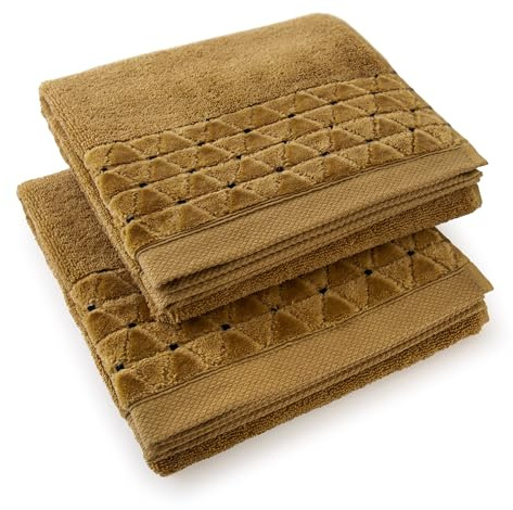 ZWOLTEX - Handtuchset 2 Stück Satz 50x100 cm Oscar - Towels Set Ägyptische Baumwolle, Sauna Handtuch Sets, Handtücher, Badehandtuch, Hantücherset, Strandhandtuch, Badehandtuch - Senf