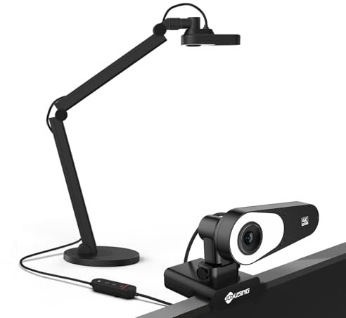 JOYUSING Caméra de Documents 4K Ultra HD 12MP avec 40 lumières LED et Boutons physiques — Webcam USB pour Enseignants, démonstrations en Direct, enseignement à Distance et visioconférences
