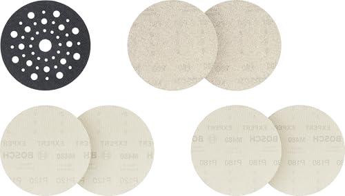 Bosch 7x EXPERT M480 Schleifnetz-Set, 125mm, 80,120,180,6+1 Set, Starter K | für Farbe auf Holz, Körnung 2x 80, 2x 120, 2x 180, Professional Zubehör Exzenterschleifer, Schwingschleifer