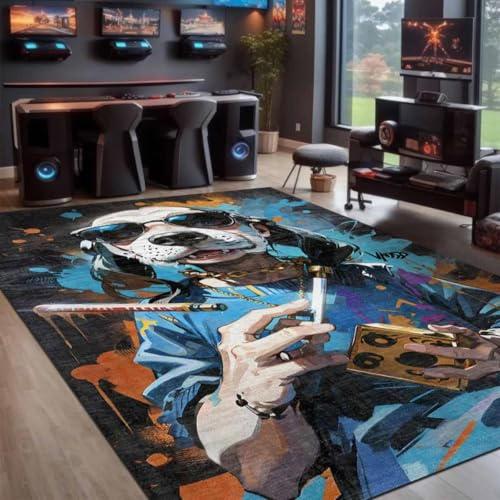 bamyum Snoop Gamer Bedruckter Teppich Chenille-Druck Maschinell Hergestellt für Spielzimmer, Gamer-Teppiche für Schlafzimmer, Videospiel Waschbarer Gaming Teppich 200x300