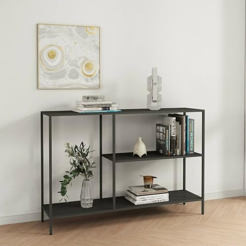 Dmora Konsole Uva 120x30x80 cm Grau, 2 Ablagen, 3 Fächer