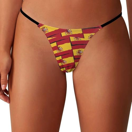 SMAZDFXX Tangas sexys con Bandera de España para Mujer, Tanga Transpirable de Tiro bajo, Bragas elásticas, Ropa Interior