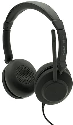 Axtel One UC Stereo Wired Headset - USB-A & USB-C - ENC Noise Cancelling Mic - Inline Controls - 40mm Speakers - Plug & Play - MS Teams, Zoom - Made in The EU