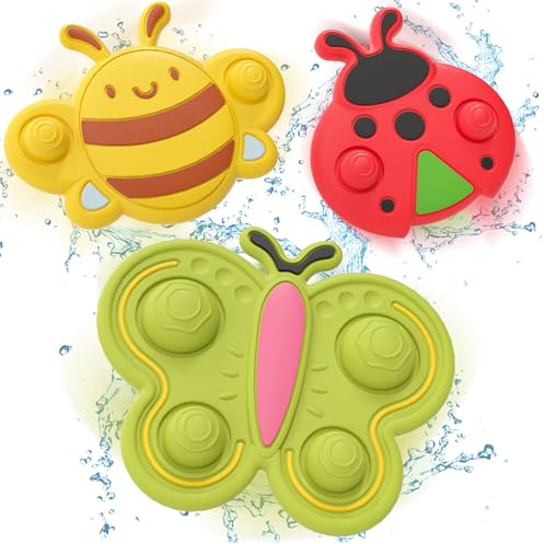 Lehoo Castle Suction Spinners Toddler Toys Babies for 1 2 3 Year Old Boys Girls, Fidget Spinners Kids Bath Travel Gifts Sensory (Insect)
