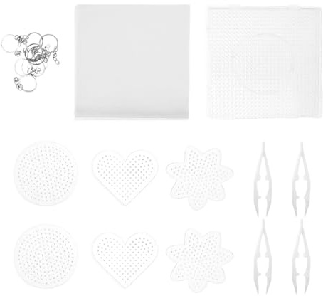 BESPORTBLE Kit de Fournitures pour Perles à Repasser : Panneaux perforés en Plastique, Planches à Repasser avec Pinces, Papier à et Porte-clés pour activités de Classe.