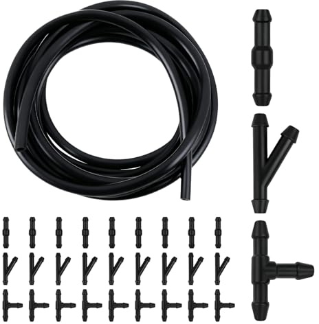 Tuyau de Lave-Glace de 5m, Kit de Réparation de Tuyau de Lave-Glace, Tuyau Automobile Universel avec 30 Pièces de Raccords de Tuyau