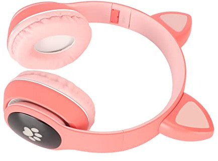 Bewinner Cat-Ear-Gaming-Headset mit Mikrofon, RGB-LED-Hintergrundbeleuchtung, Kabellose und Kabelgebundene Stereo-HiFi-Kopfhörer für PC, Laptop, Handy – Pink