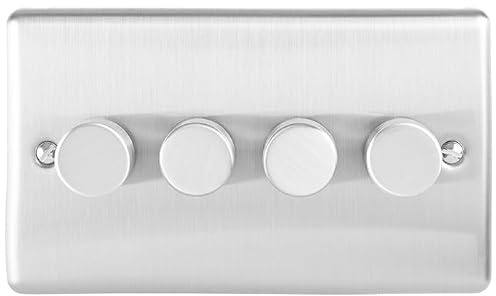 Enhance Decorative 1-4 Gang Dimmer, Satin Stainless Steel, 4Gang