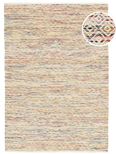 RugVista Hugo, Teppich, Kelim Modern, 200 x 140 cm, Rechteckig, Niedriger Stapel, Wohnzimmer, Esszimmer, Schlafzimmer, Nur chemische Reinigung, Care & Fair Zertifiziert, Mehrfarbig