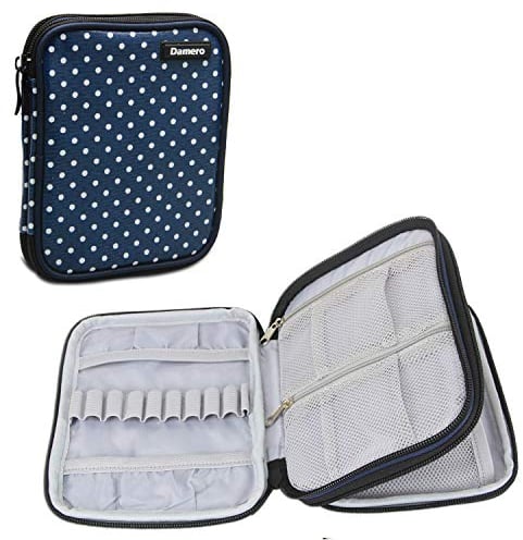 Damero Häkelnadeln-Tasche, Stricktasche für Stricknadeln, Handarbeitstasche für Haken, Stricken, Blau Punkt