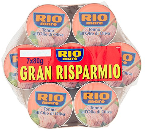 Rio Mare - Tonno all'Olio di Oliva, Qualità Pinne Gialle, 7 Lattine da 80 g