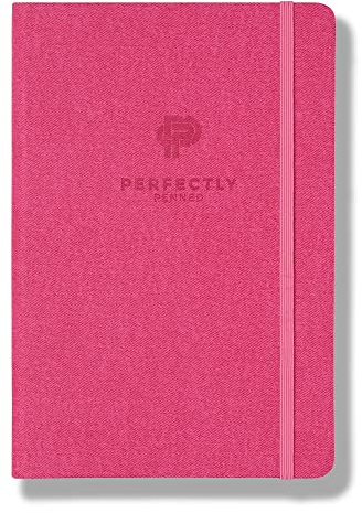 Perfectly Penned - Extra dicke 256 Seiten, 5 mm gepunktet, 120 g/m, A5 (21 x 14 cm), PU-Leder, Hardcover Notizbuch in Geschenk-Box Rosa
