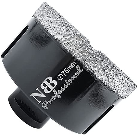 NBB Punta a tazza diamantata con M14, per foratura professionale a secco o ad umido su porcellana dura, ceramica, piastrelle, granito, marmo, veloce, durevole, per smerigliatrice angolare (Dia.75mm)