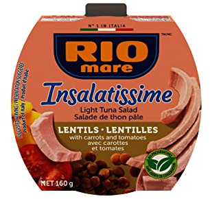 Rio Mare Insalatissime Insalata di Tonno Lenticchie - Salato per tonno con lenti, carote gialle e pomodori 160 g