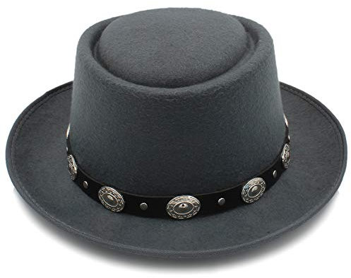 Fang-hats shop, Fedora-Hut für Damen, Herren, Filz, Fedora, Schweinefleisch, Kaschmir, flach, Homburg, Patenabschluss, mit modischer Schleife, grau, 55-58 cm