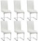 Yaheetech Chaise Salle à Manger Lot de 6 en Similicuir Cuisine Moderne Siège Revêtement Chaise Hauteur Assise 50 cm Acier Chromé Chaise Blanche