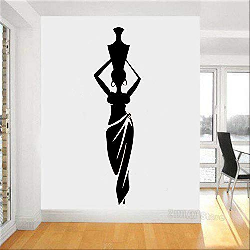 Afrikanische Frau Mädchen Vinyl Wandaufkleber Wohnzimmer Afrika Kultur Tanzstil Pitcher Vase Wandtattoo Wohnkultur Muster 30x110 cm