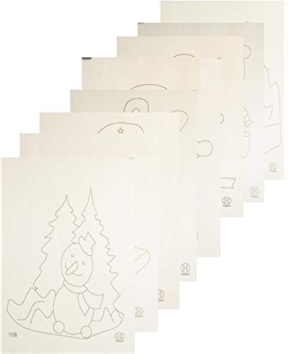 Hagspiel Laubsägeholz, 8 Stk. Sperrholz, Sperrholzplatten, Laubsägevorlagen, Pappel 4 mm DIN A4 (30 cm x 21 cm), (Pappel mit Motive)