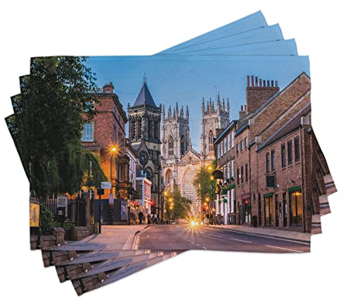 ABAKUHAUS gotisch Platzmatten, York Minster anzeigen, Waschbare Stoff Esszimmer Küche Tischdekorations Digitaldruck, Braun Blau