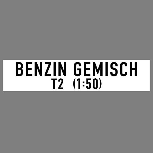 Aufkleber 20cm T2 Benzin Gemisch 1:50 Sticker Auto Fahrzeug Kraftstoff Tank Kanister Hinweis