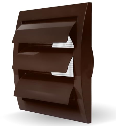 Vent Systems Ø100 mm / 4 Inch - Brown Air Vent Plastic Cover - Louvered Outdoor Opening Flap Vent Built - in Pest Guard Screen HVAC for Home Improvement