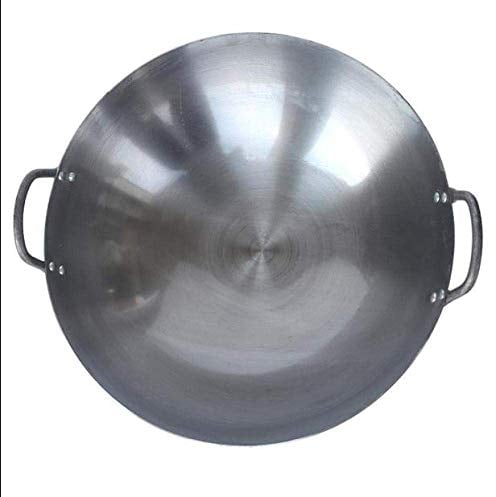 WRMIGN Non-Stick Lightweight Cast Iron Skillet,Toughened Non-Stick Wok, Professional Large Uncoated Non-Stick Pan,40cm