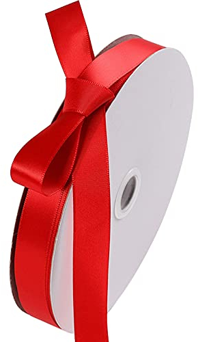YUTOU Satinband Rot 10mm × 91m Glänzendes Geschenkband Rot Schleifenband Satin Band Doppelsatinband für Dekoband für Geschenke Geschenkverpackung Hochzeit Band
