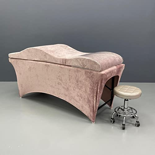 Untitled Wave Matratze (Curved Topper) mit Memory Foam 190x70 für Kosmetikliege, Massageliege, mit Bezug aus Velours | für Wimpernverlängerungen, PMU - Rosa