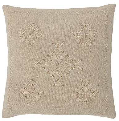 Bloomingville Leva Kissen Nature – Dekokissen 45x45 cm aus Baumwolle im nordischen Stil, weicher Bezug für Sofa, Bett & Wohnraum, 82055378