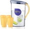 Berglander Pichet d’eau de porte de réfrigérateur avec couvercle et 4 tasses, carafe en fibre de verre transparente de 2,1L parfaite pour faire du thé, du jus et des boissons froides, carafe d’eau