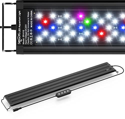SEAOURA Illuminazione a LED per acquario, per piante, 61-76 cm, Full Spectrum Fish Serbatoio luce con timer automatico on/off, luminosità regolabile, SR-616
