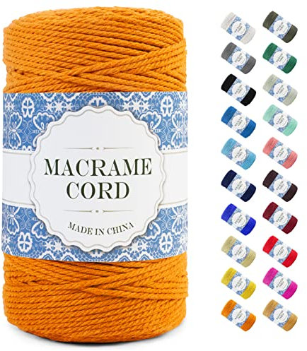Uiopa Corda Macrame, Filo Macrame Corda Cotone, 4 Fili Cordoncino Cotone Spago Colorata, Cordino per Borse Uncinetto Arazzo da Parete Artigianato Fai Da Te Appendini per Piante