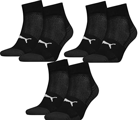 PUMA 6 Paar gepolsterte Quarter Socken Damen & Herren/Sportsocken