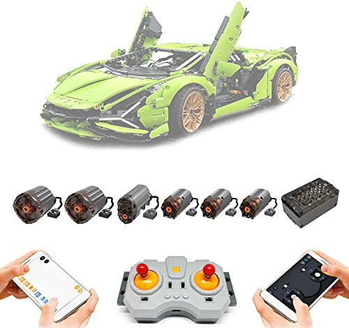 Technik Power Motors LED Lighting Set for Lego 42115 Lamborghini Sián FKP 37 Racing Car (Not Include Model) (Full Function Remote Control Motor Kit)
