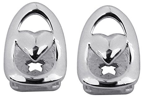 18k 2 Stück Single Top Hollow Heart Shaped Mouth Teeth Grills Caps Platin, platin, Einheitsgröße