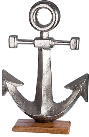 GILDE Alu Deko Objekt Anker Maritim - Maritime Dekoration Badezimmer Gäste WC - Höhe 56 cm
