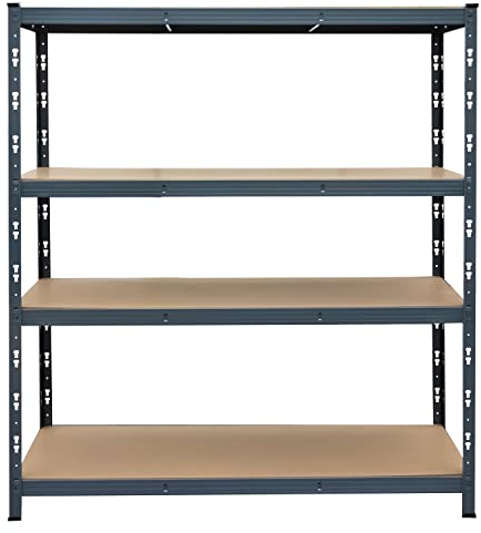 METRO Professional Étagère de rangement en métal pour charges lourdes, 180 x 160 x 60 cm, 4 tablettes réglables, grise